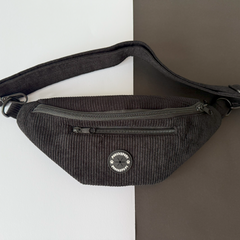 Out-'Dora' Black Corduroy Dog Walking Cross body bag