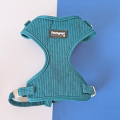 Dark Teal Corduroy Dog Harness - PoochyPups - Dog Harnesses & Toys