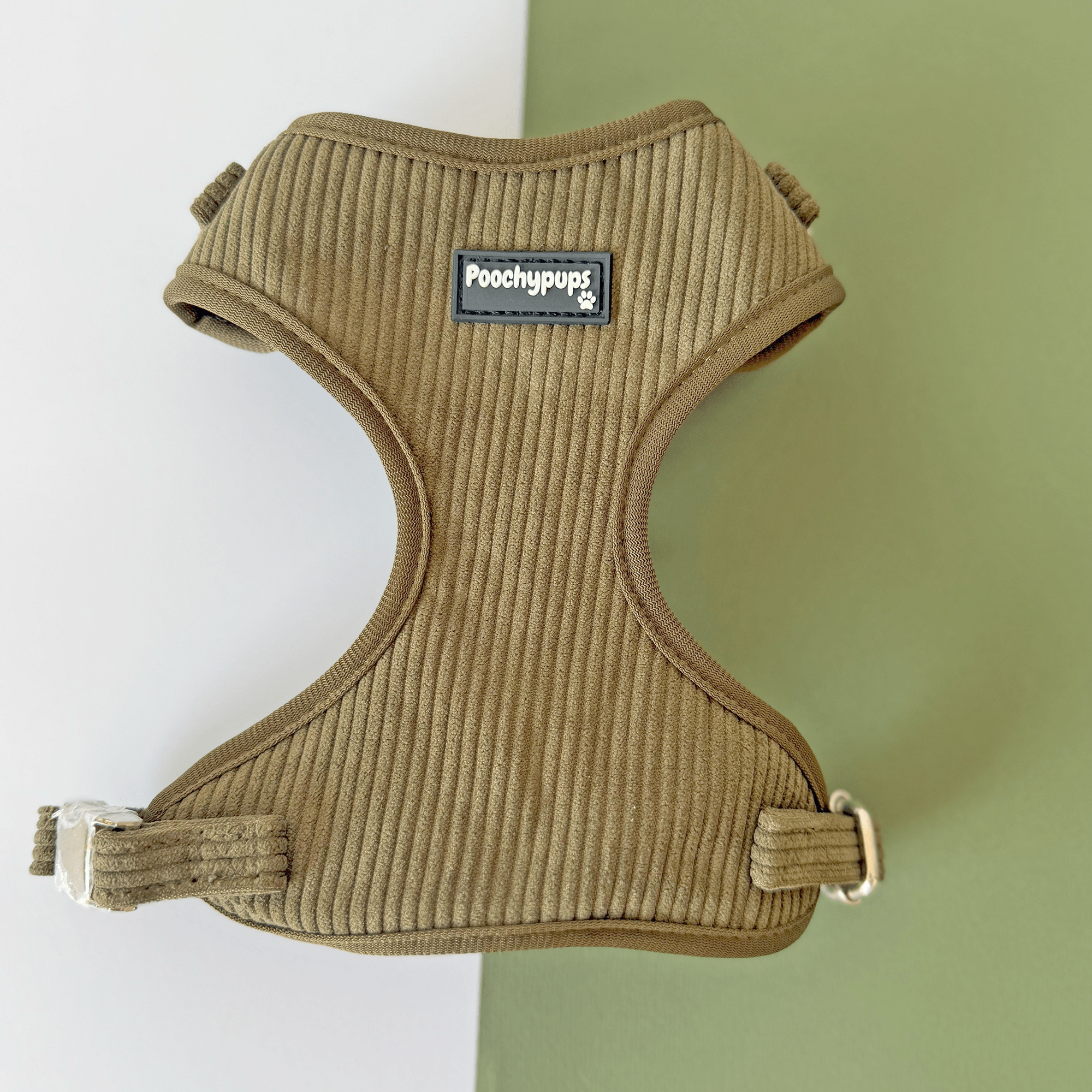 Khaki Green Corduroy Dog Harness - PoochyPups - Dog Harnesses & Toys