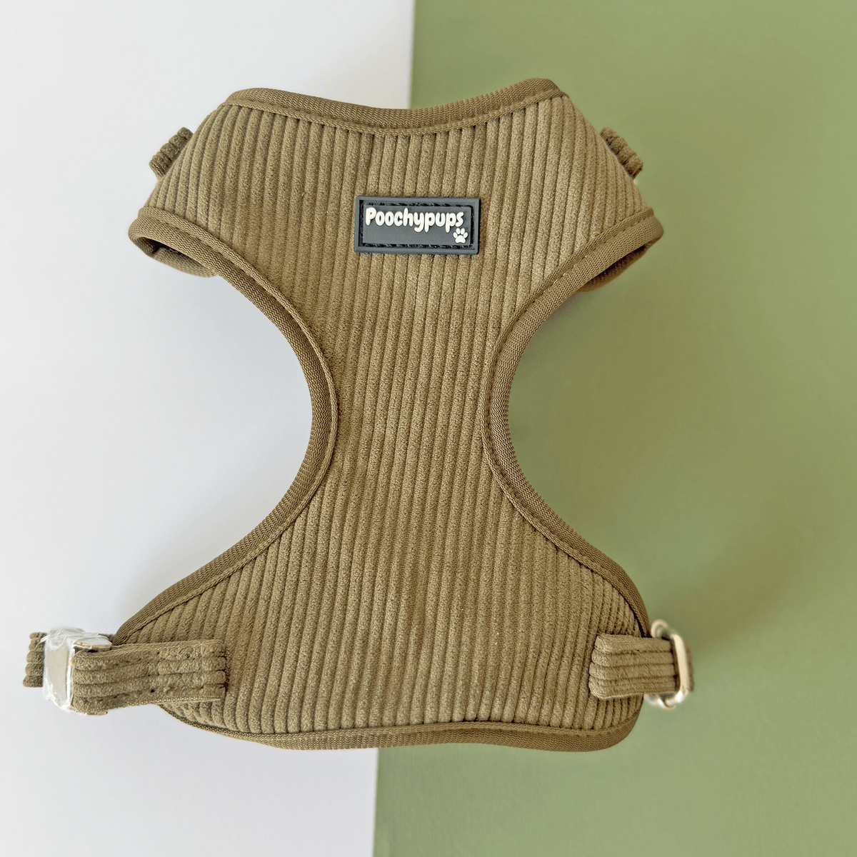 Khaki Green Corduroy Dog Harness - PoochyPups - Dog Harnesses & Toys