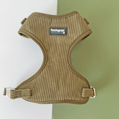 Khaki Green Corduroy Dog Harness - PoochyPups - Dog Harnesses & Toys