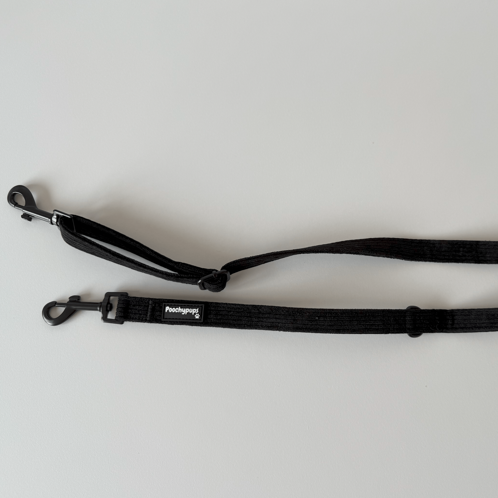 Out - 'Dora' Black Corduroy Adjustable Lead - PoochyPups - Dog Harnesses & Toys
