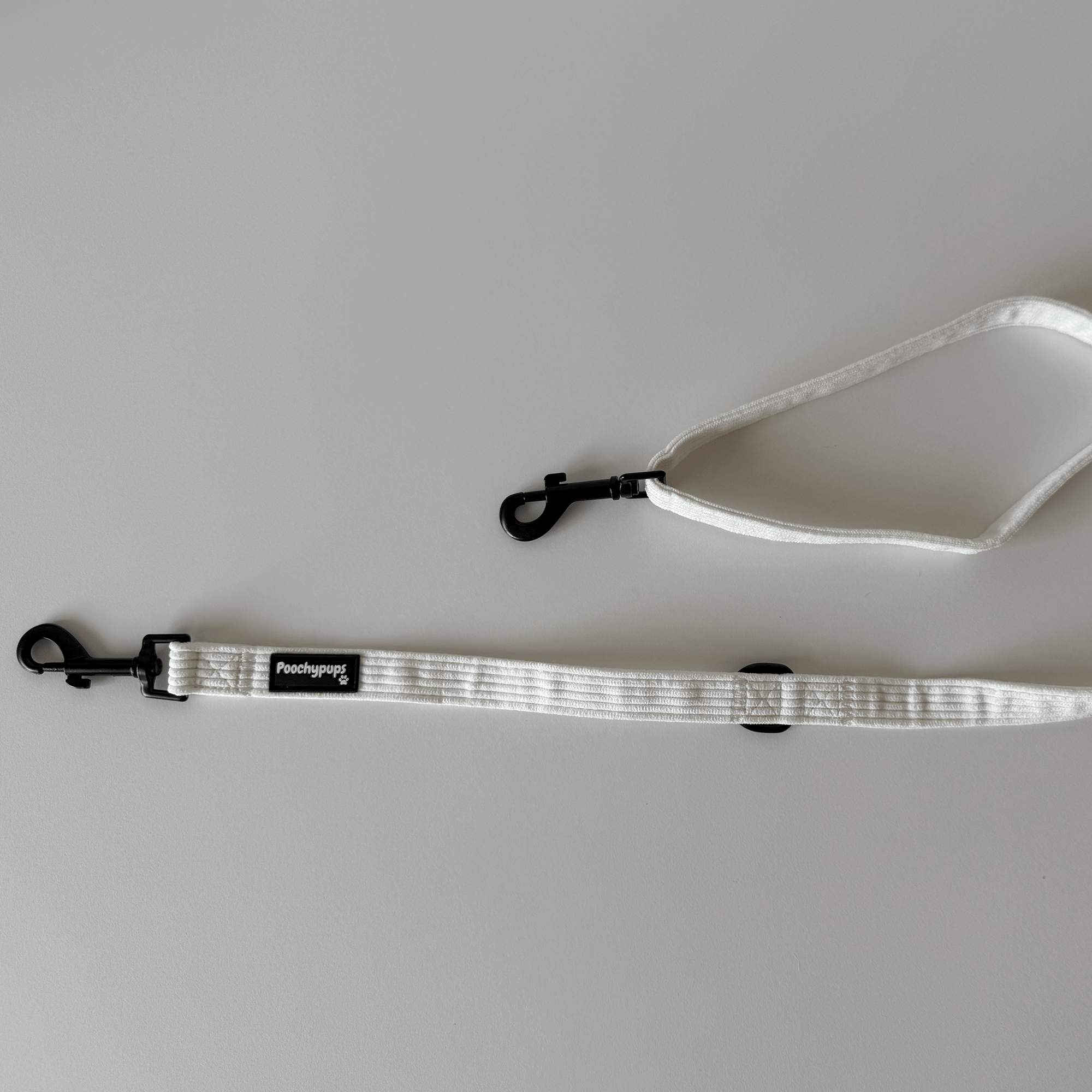 Out - 'Dora' White Corduroy Adjustable Lead - PoochyPups - Dog Harnesses & Toys