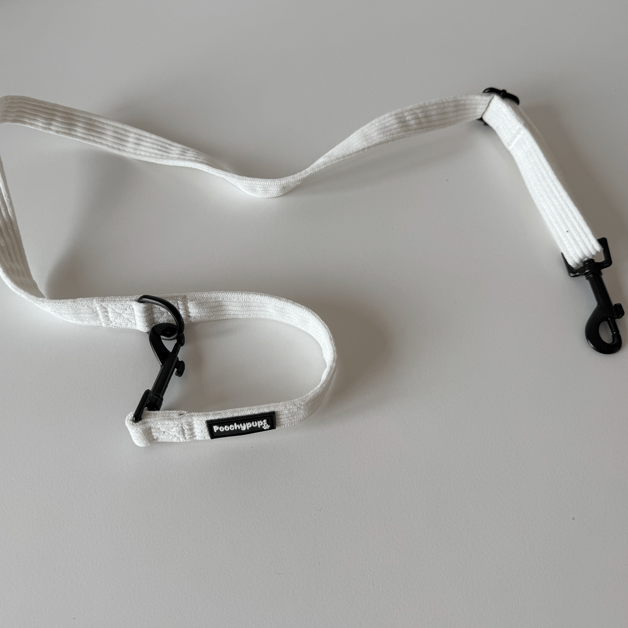 Out - 'Dora' White Corduroy Adjustable Lead - PoochyPups - Dog Harnesses & Toys