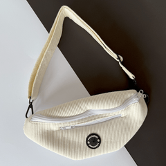 Out - 'Dora' White Corduroy Dog Walking Cross body bag - PoochyPups - Dog Harnesses & Toys