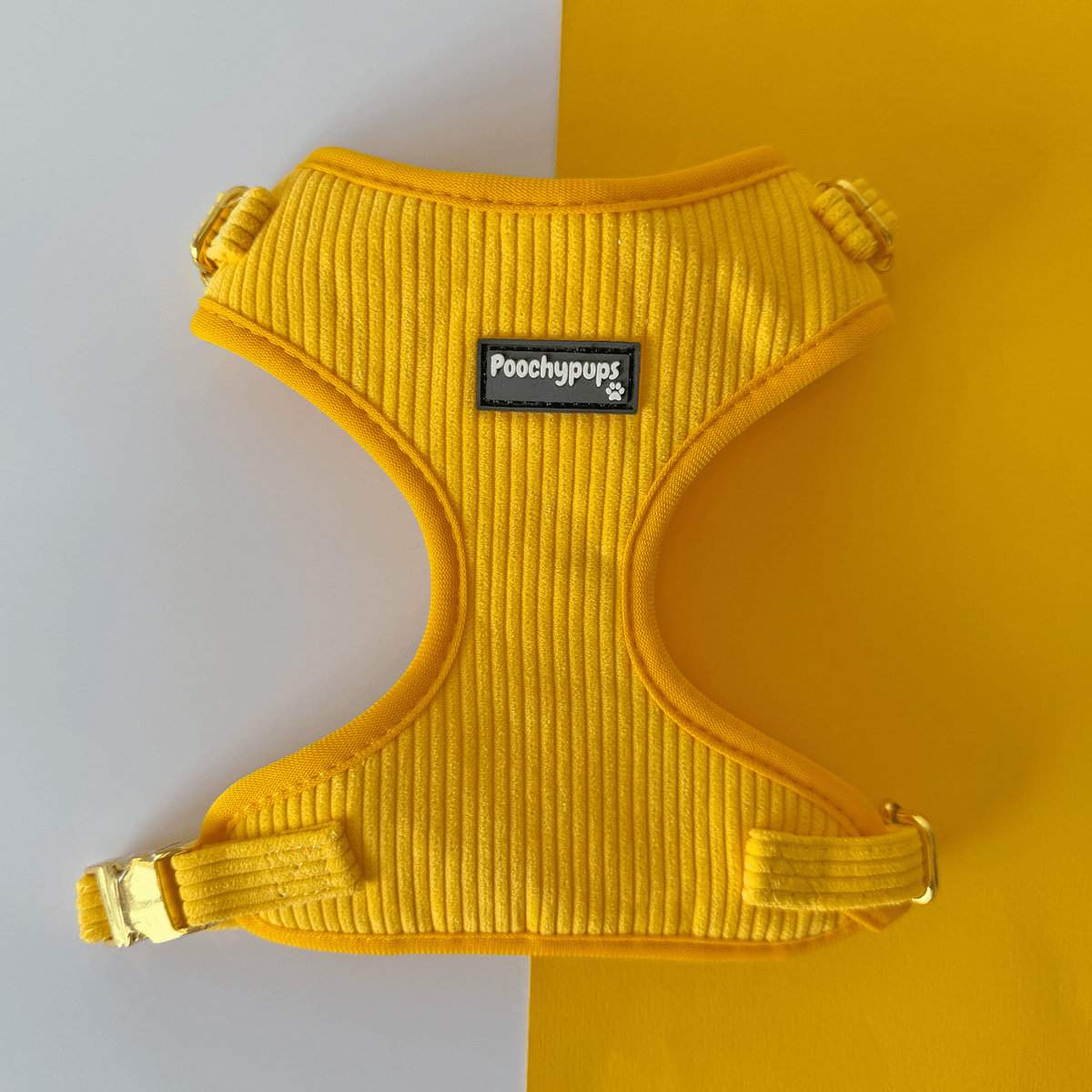 Yellow Corduroy Dog Harness - PoochyPups - Dog Harnesses & Toys