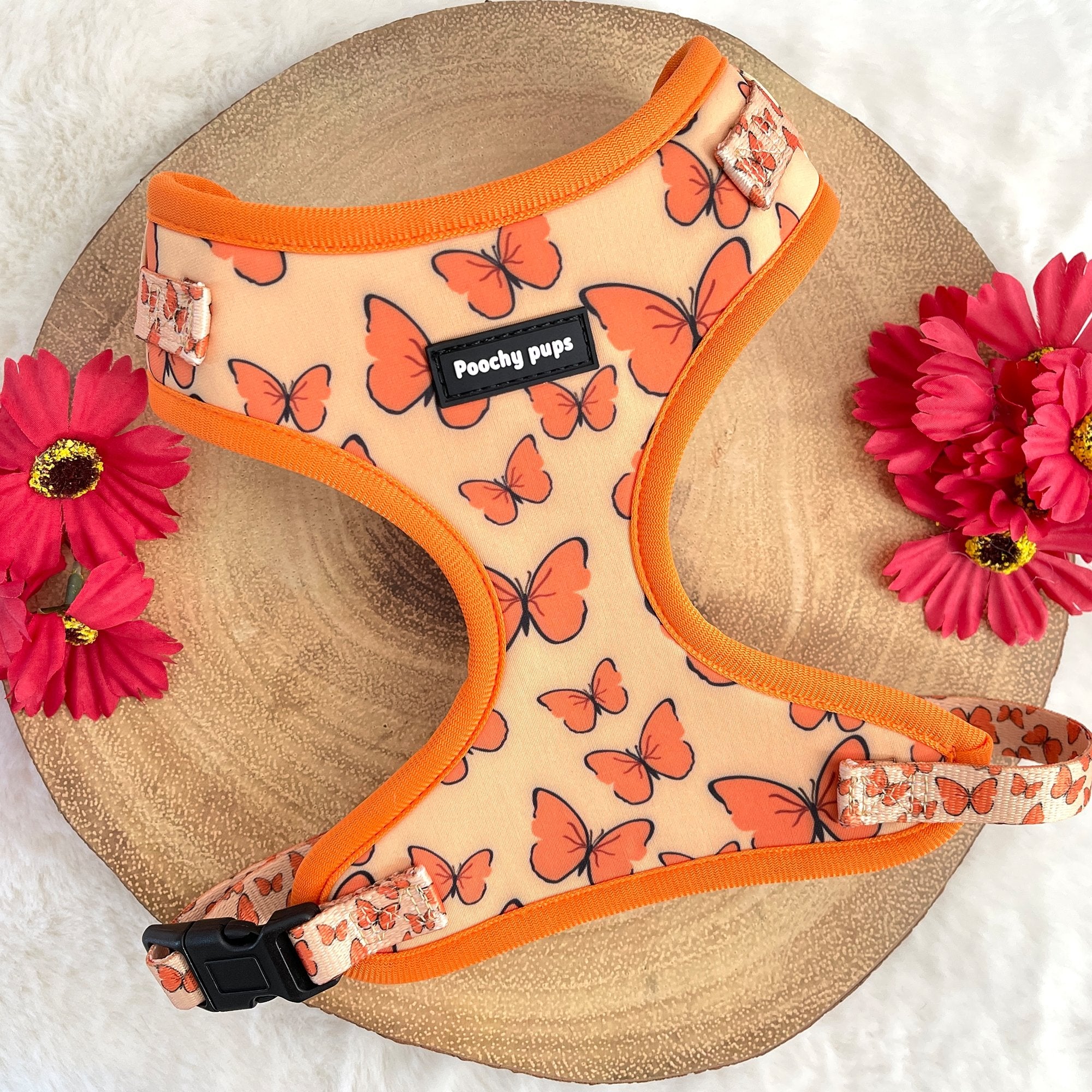 Aponi Orange Adjustable Dog Harness - PoochyPups - Dog Harnesses & Toys