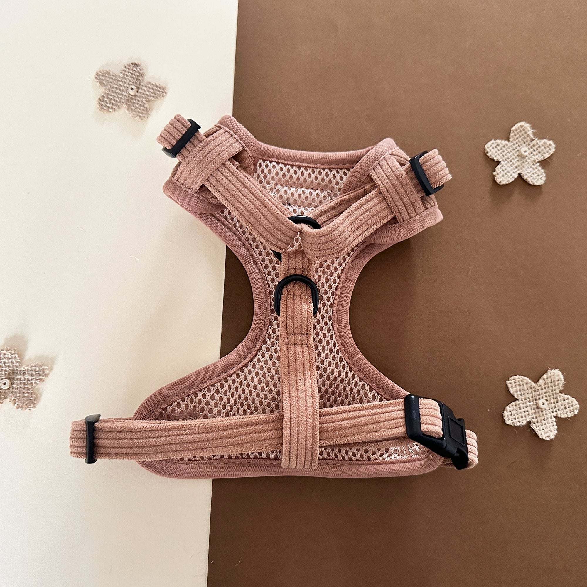 Brown Corduroy Adjustable Harness - PoochyPups - Dog Harnesses & Toys