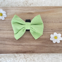 Lime Green Corduroy Bow - PoochyPups - Dog Harnesses & Toys