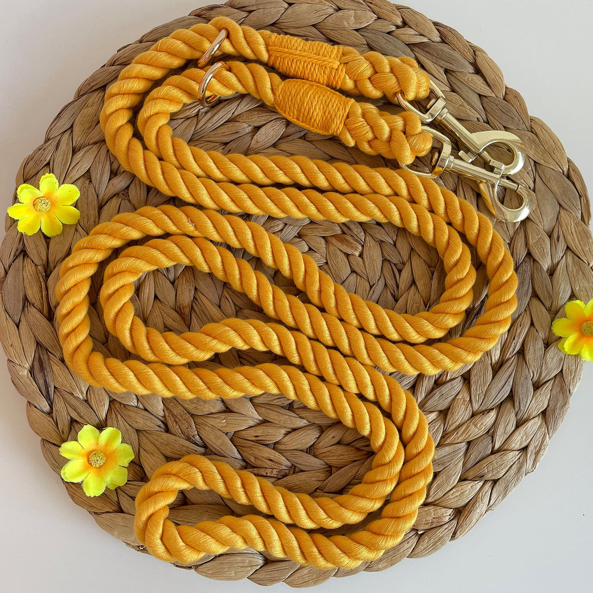 Orange Double Clip Rope Lead - PoochyPups - Dog Harnesses & Toys