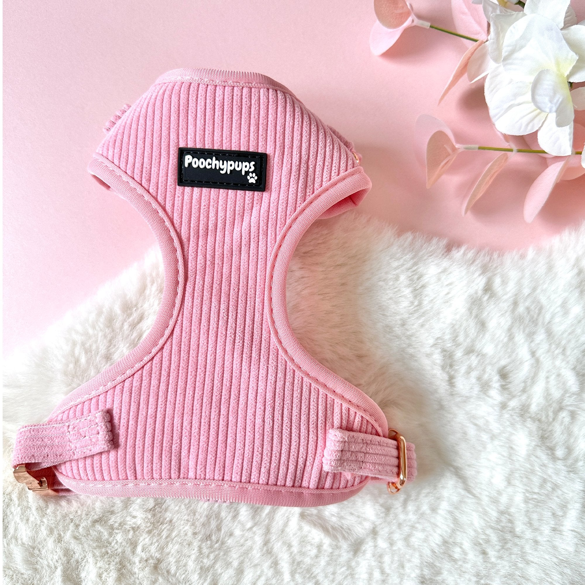 Pink Corduroy Dog Harness - PoochyPups - Dog Harnesses & Toys