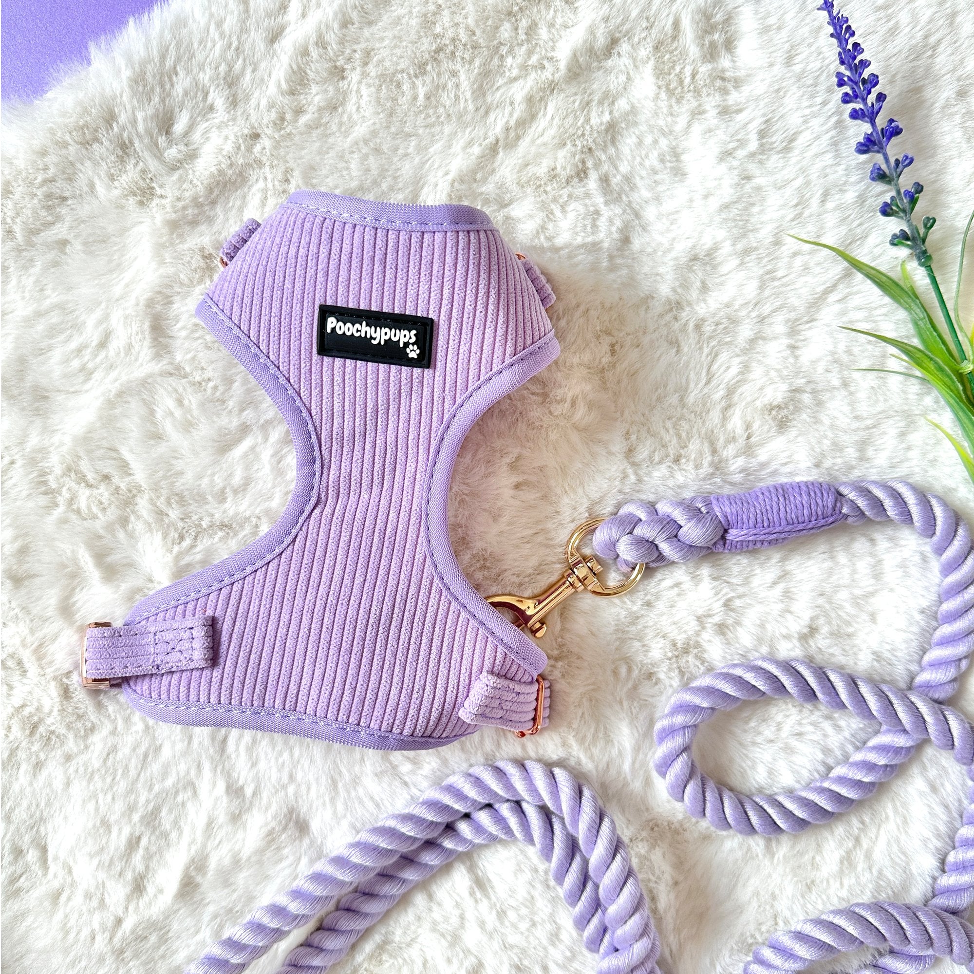 Purple Corduroy Dog Harness - PoochyPups - Dog Harnesses & Toys