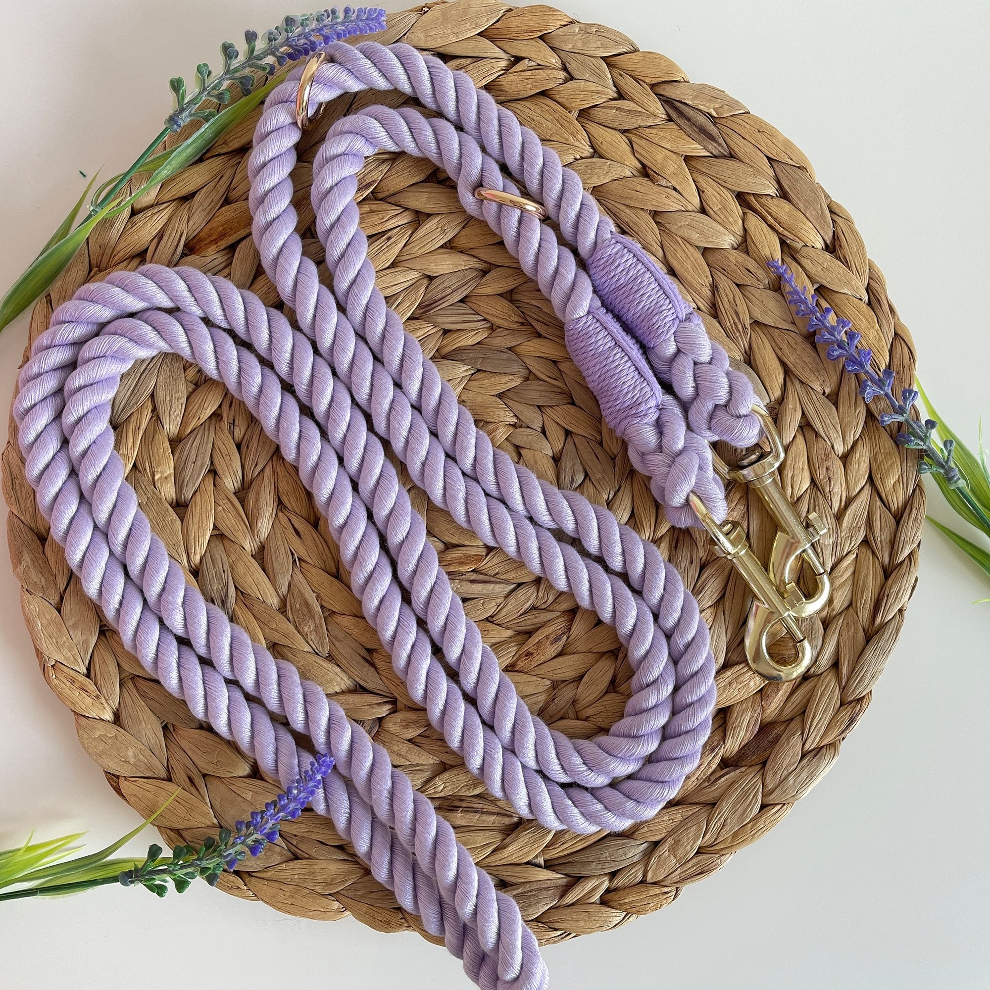 Purple Double Clip Rope Lead - PoochyPups - Dog Harnesses & Toys
