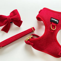 Red Corduroy Harness - PoochyPups - Dog Harnesses & Toys