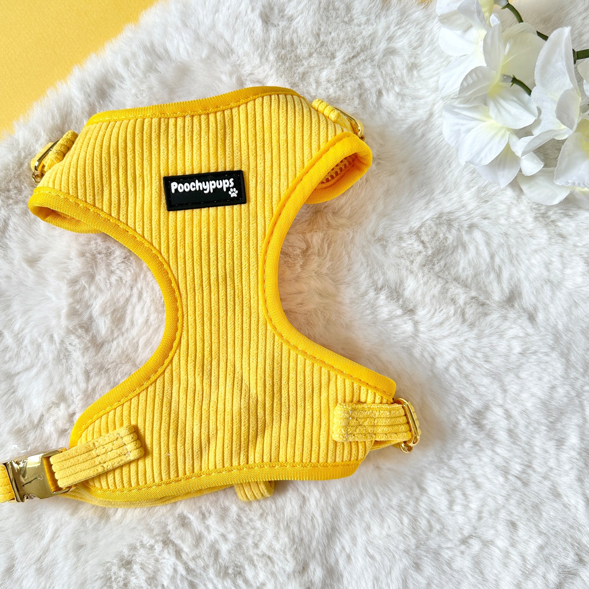 Yellow Corduroy Dog Harness - PoochyPups - Dog Harnesses & Toys